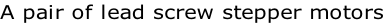 A pair of lead screw stepper motors